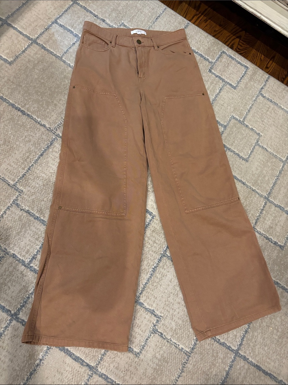 LOFT Wide-Leg Cargo Pants in Rust Brown